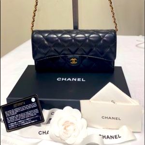 Chanel Black Matelasse Quilted Wallet